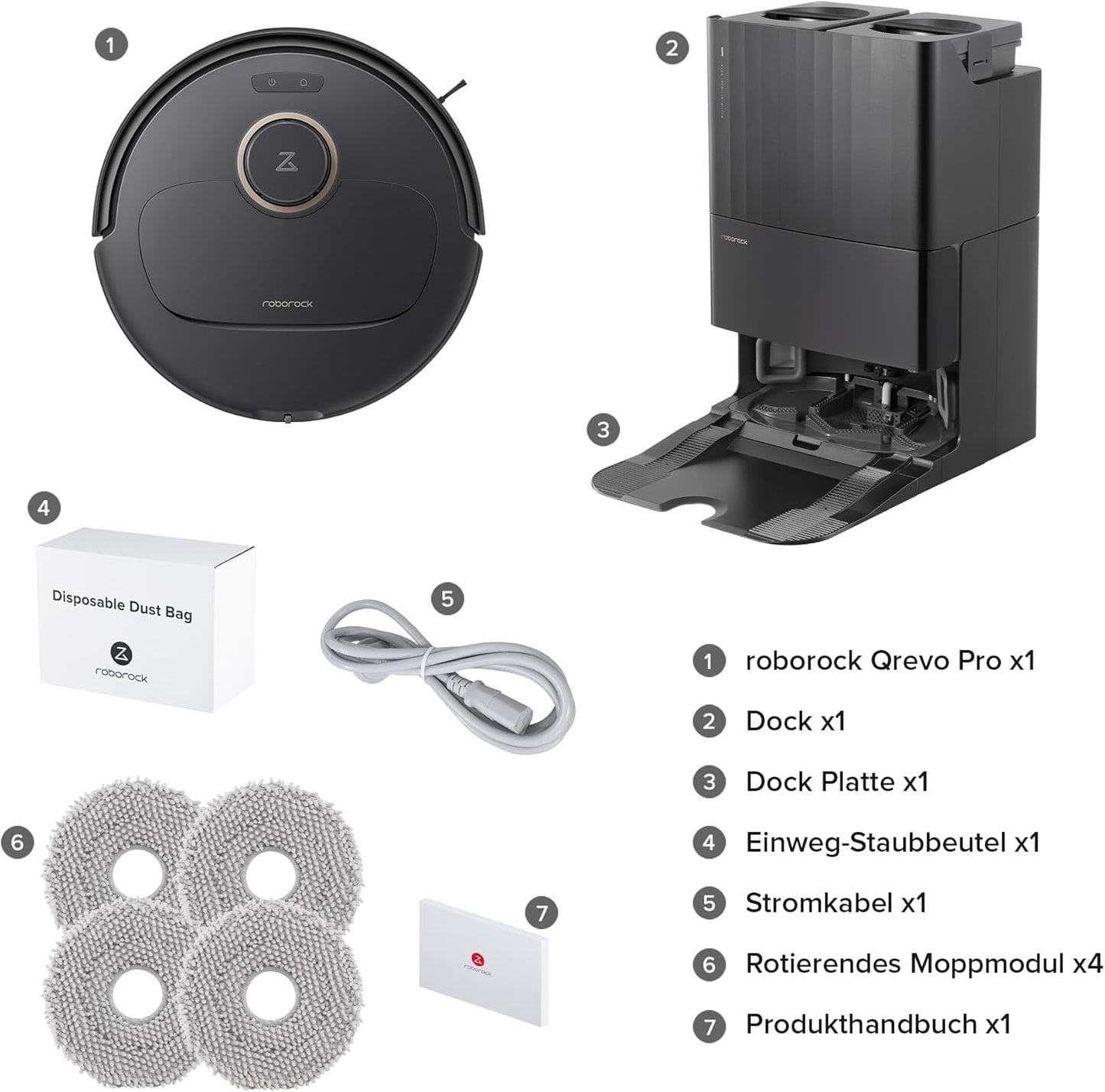 Modo Living Roborock Qrevo Pro Set, 7000 Pa, FlexiArm™, 60 °C Moppreinigung