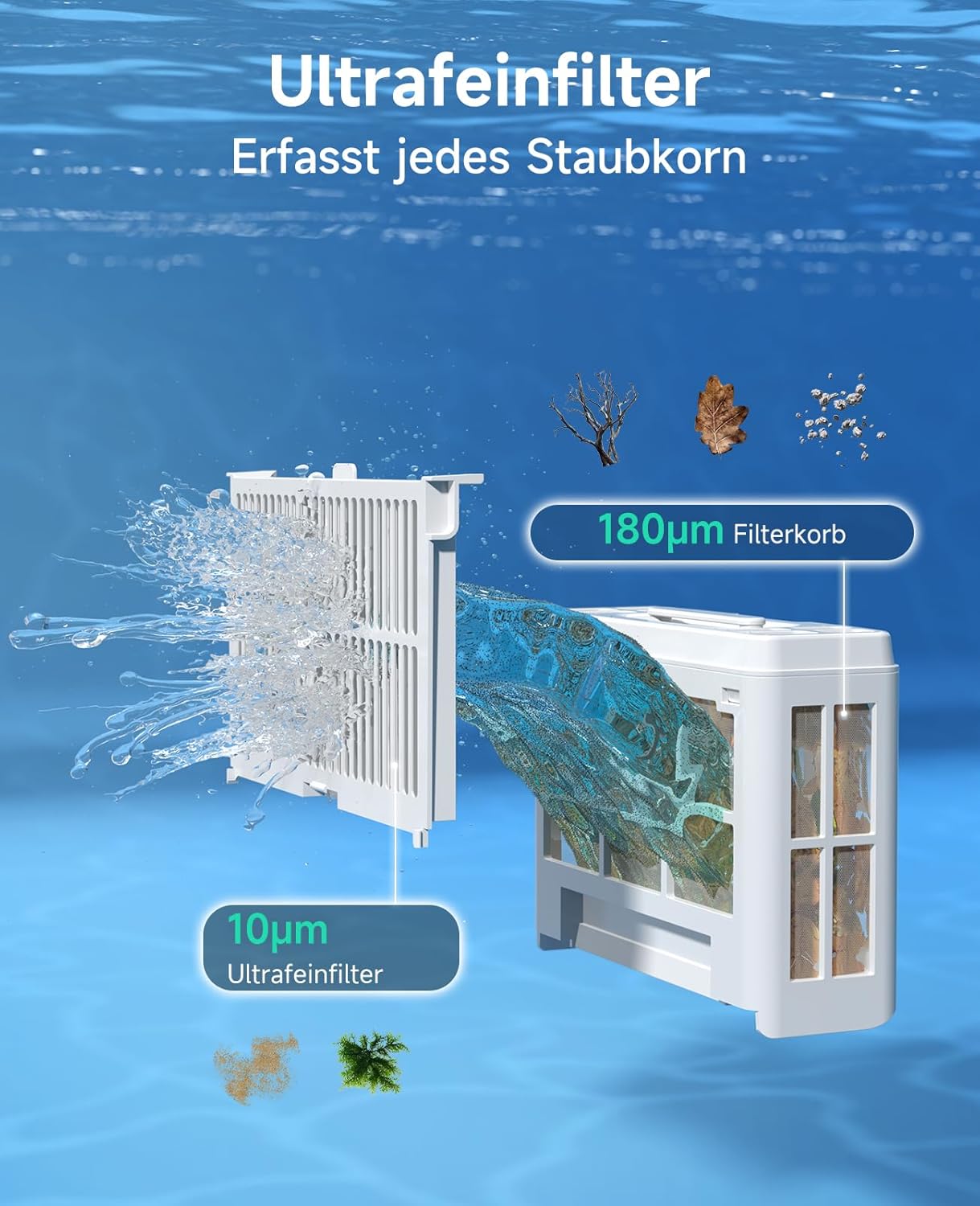 Modo Living WYBOT C2 Poolroboter Akku, Boden & Wand, bis 150㎡, Doppelfilter, 3 Motoren, Wandkletter, 183 Min, App, Schwarz-Grün B