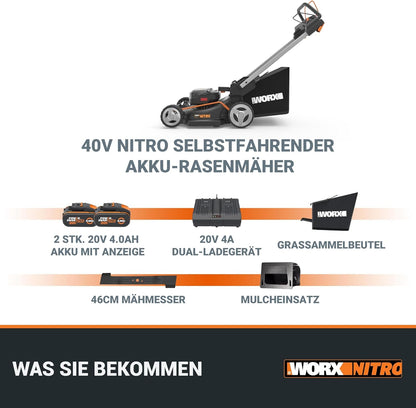 Modo Living WG749E Akku-Rasenmäher 40V, 46 cm, Radantrieb & Akku-Set