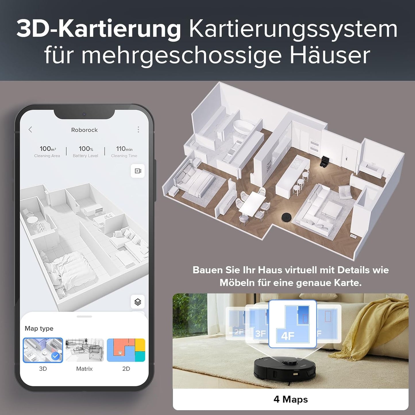 Modo Living Roborock S7 Max Ultra, 5500 Pa, Selbstreinigung & App-Steuerung