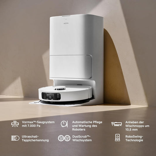 Modo Living E30 Ultra, 7.000Pa, Selbstreinigung, 10,5 mm Hebemopp, Teppicherkennung