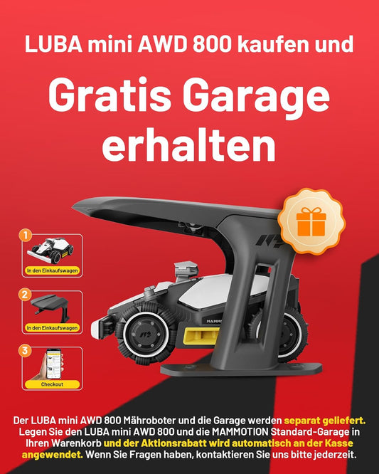 Modo Living LUBA mini AWD 800, 800m², Ohne Kabel, NetRTK+Vision, 4G, 80% Steigung