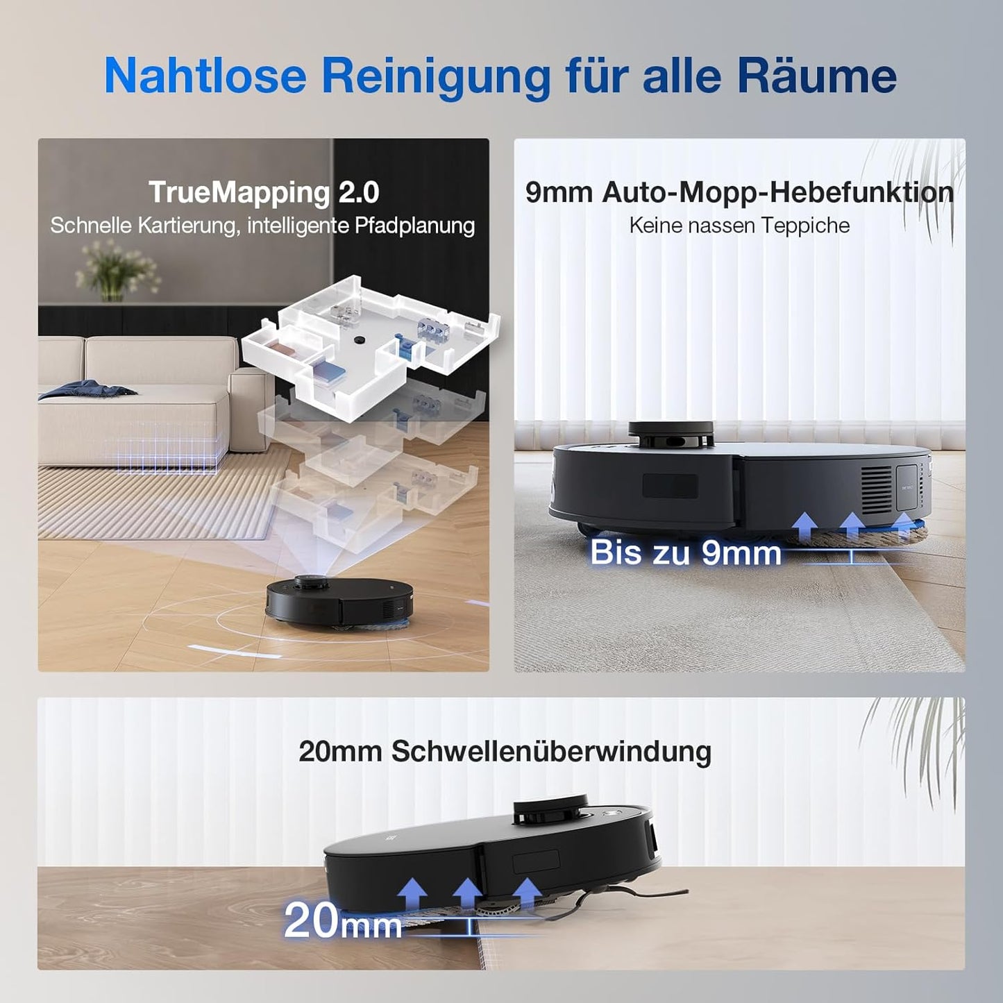 Modo Living Deebot T30S Pro, 11,000Pa, Heißwasser-Wischung, ZeroTangle, TruEdge™, KI-Navigation