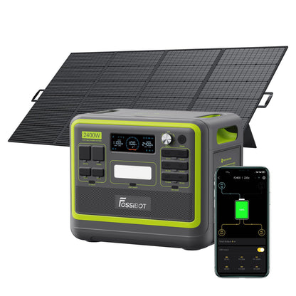 FOSSIBOT F2400 Solargenerator, Tragbare Powerstation 2048Wh LiFePO4 Batterie-Backup mit 2400W AC Ausgängen (4800W Peak), Power station für Outdoor-Camping, Wohnmobil-Reisen, Hausgebrauch