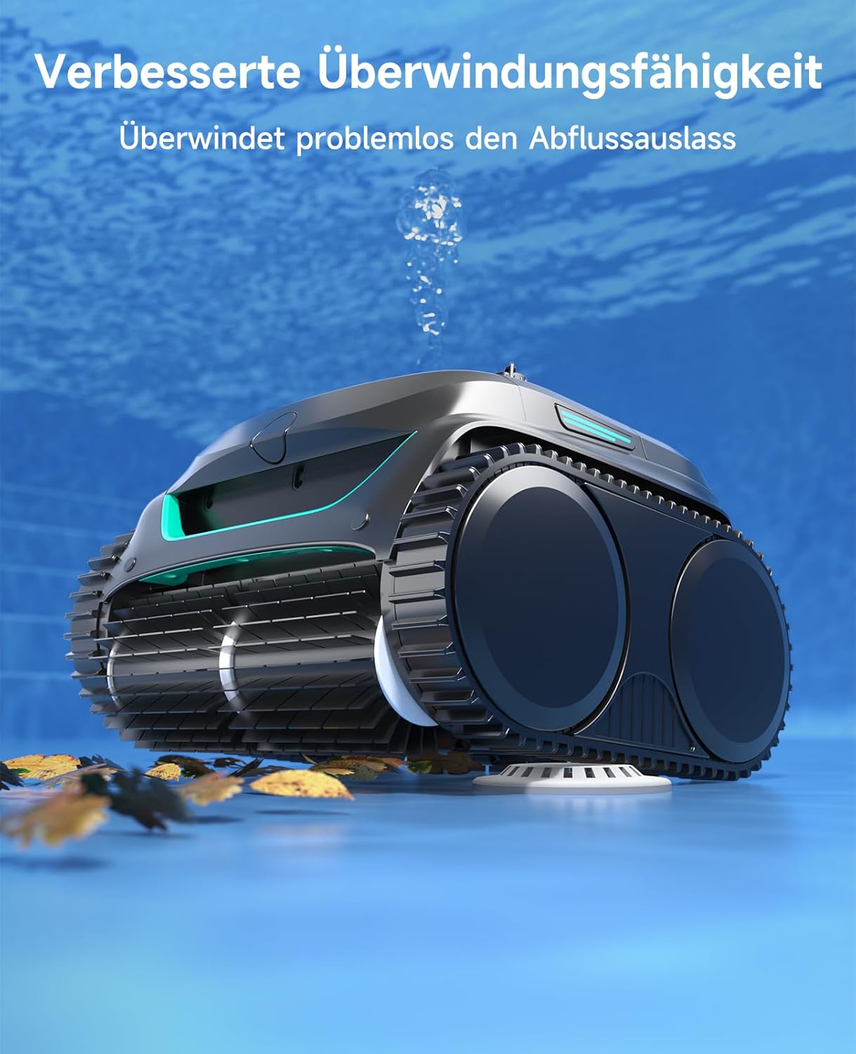Modo Living WYBOT C2 Poolroboter Akku, Boden & Wand, bis 150㎡, Doppelfilter, 3 Motoren, Wandkletter, 183 Min, App, Schwarz-Grün B