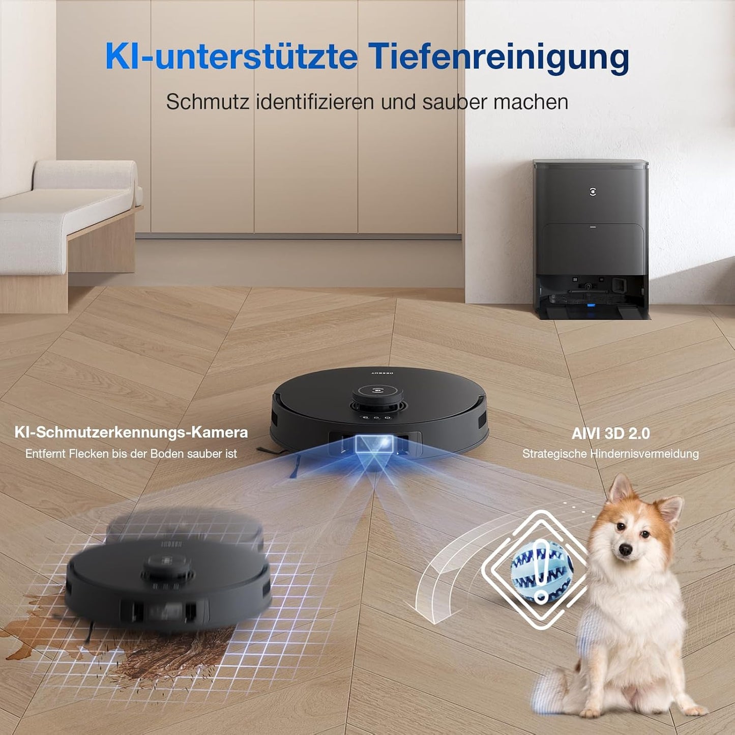 Modo Living Deebot T30S Pro, 11,000Pa, Heißwasser-Wischung, ZeroTangle, TruEdge™, KI-Navigation