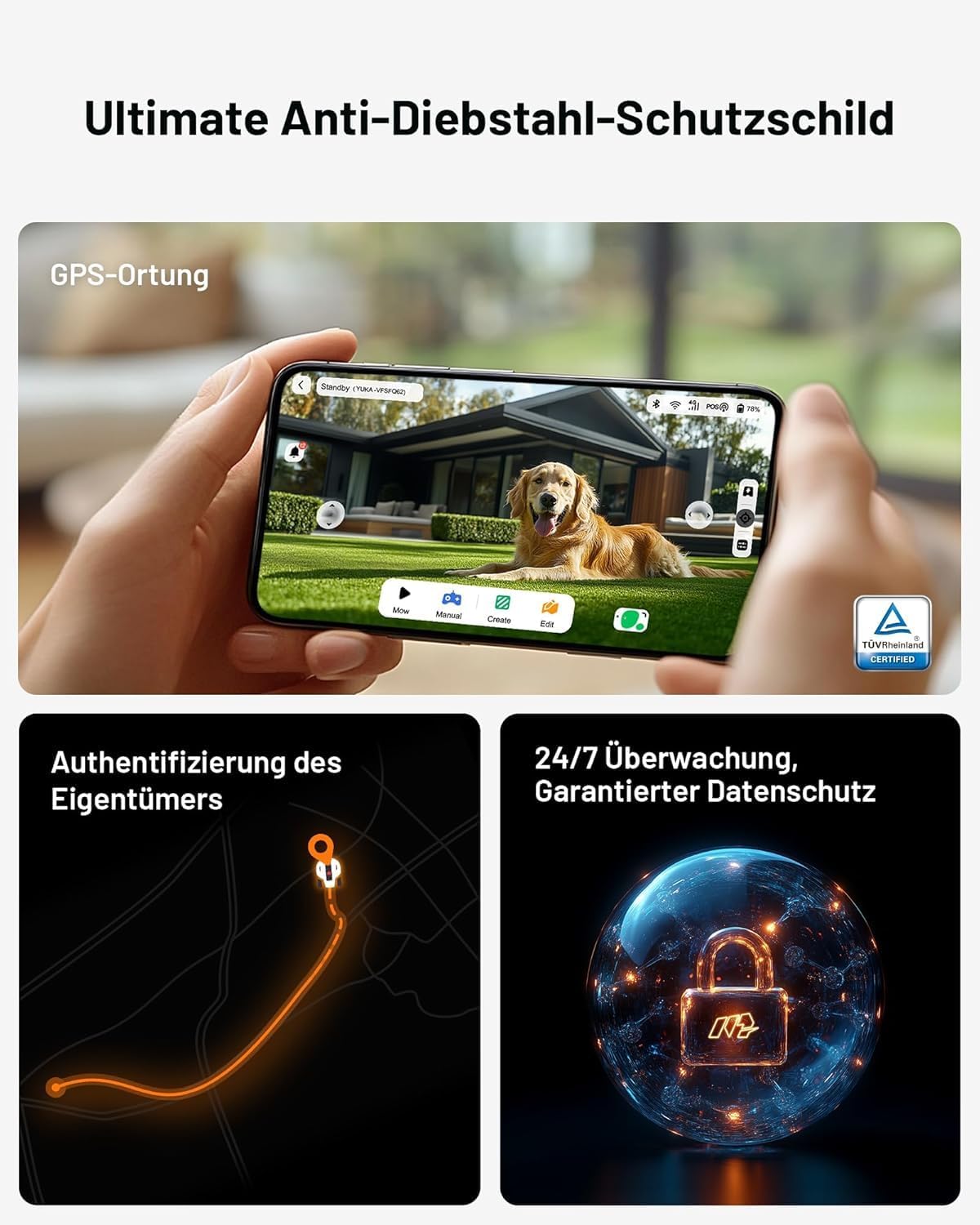 Modo Living YUKA 2000, 2000m², Ohne Kabel, NetRTK+Vision, 4G, 50% Steigung
