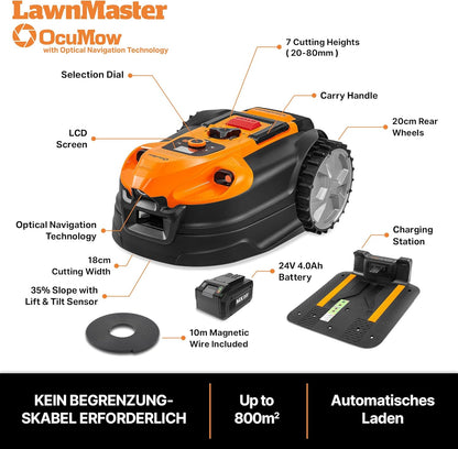 Modo Living LawnMaster VBRM18AMID4R Mähroboter 800 m², ohne Kabel, WiFi & App