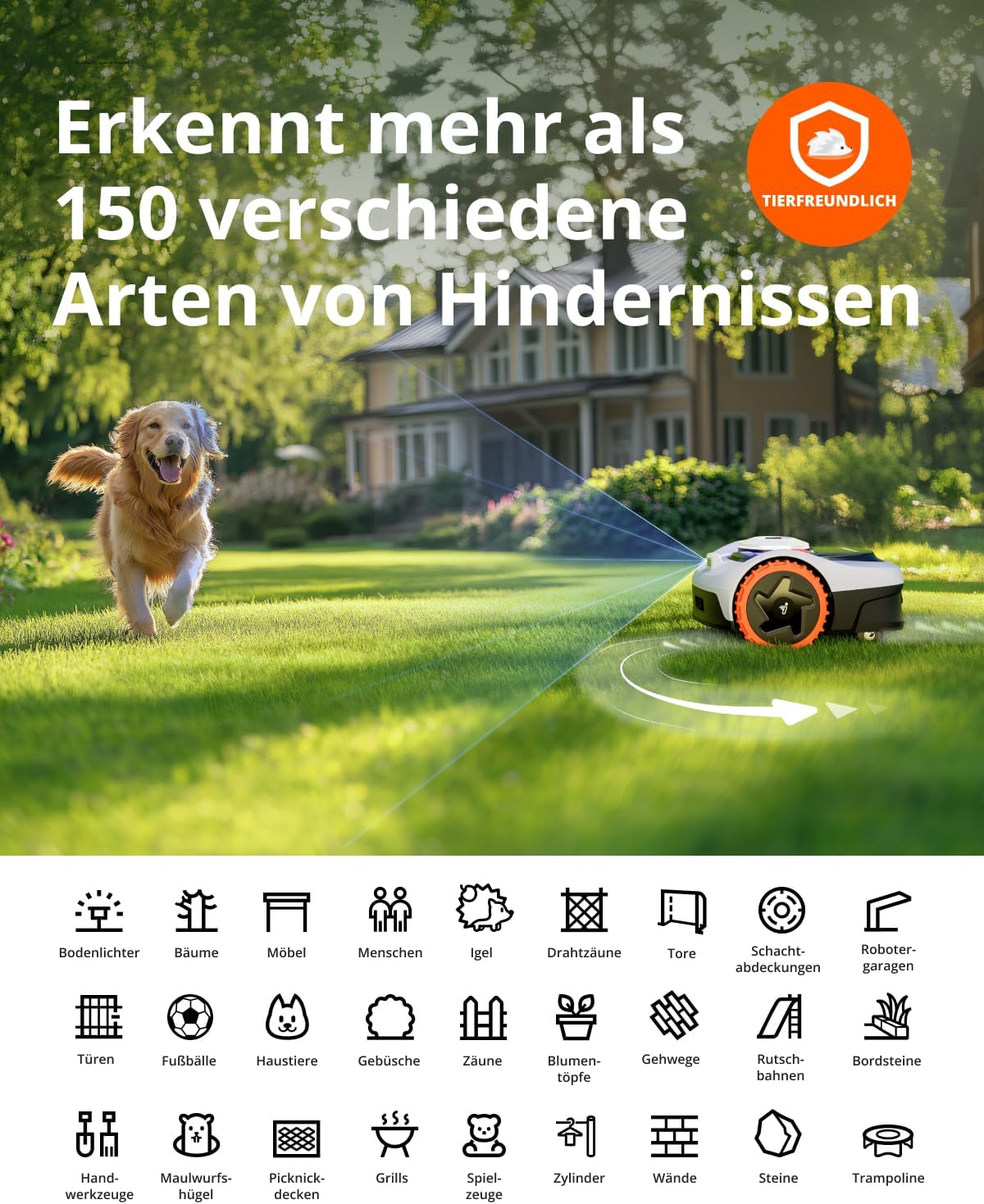 Modo Living i105E Mähroboter 500 m², RTK+Vision, Igelschutz & KI