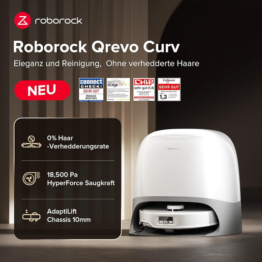 Modo Living Roborock Qrevo Curv, 18,500Pa, Hebemopp, 75°C Wäsche, Anti-Tangle, Sprachsteuerung