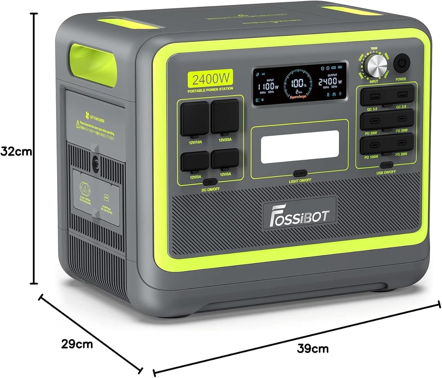 Modo Living FOSSiBOT F2400 Powerstation 2048Wh, 2400W (4800W Peak), 3 AC Ausgänge