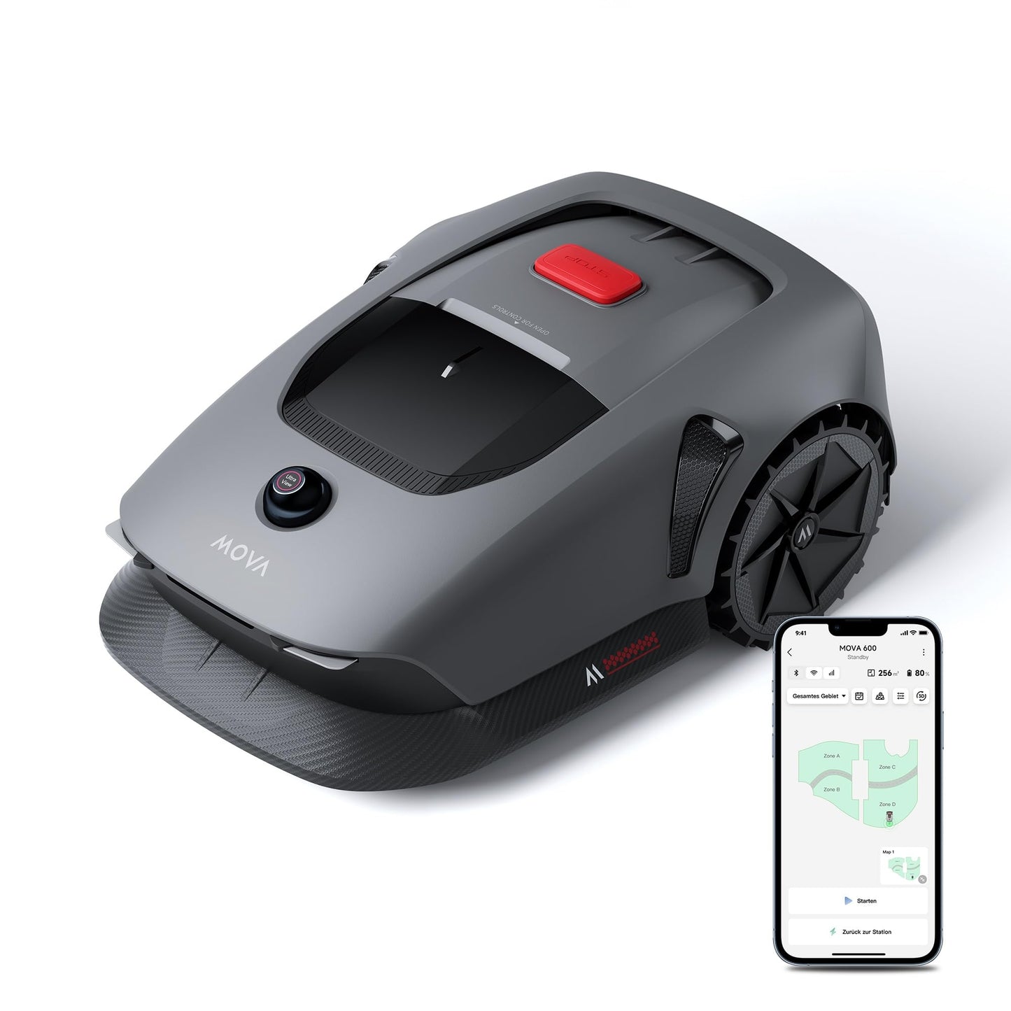 MOVA 600 Kit, Rasenmäher Roboter mit 81x Ersatzmesser,3D-LiDAR kabellose Einrichtung & genaue Kartierung bis 600 m², Smarte Hindernisvermeidung, App-Steuerung, U-förmiges Schneiden