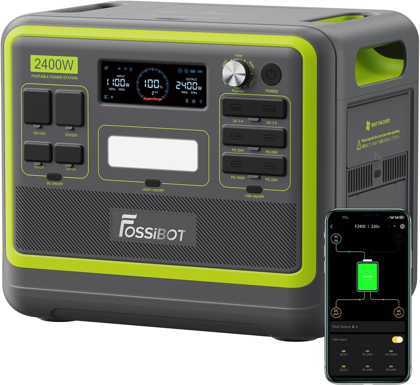 Modo Living FOSSiBOT F2400 Powerstation 2048Wh, 2400W (4800W Peak), 3 AC Ausgänge