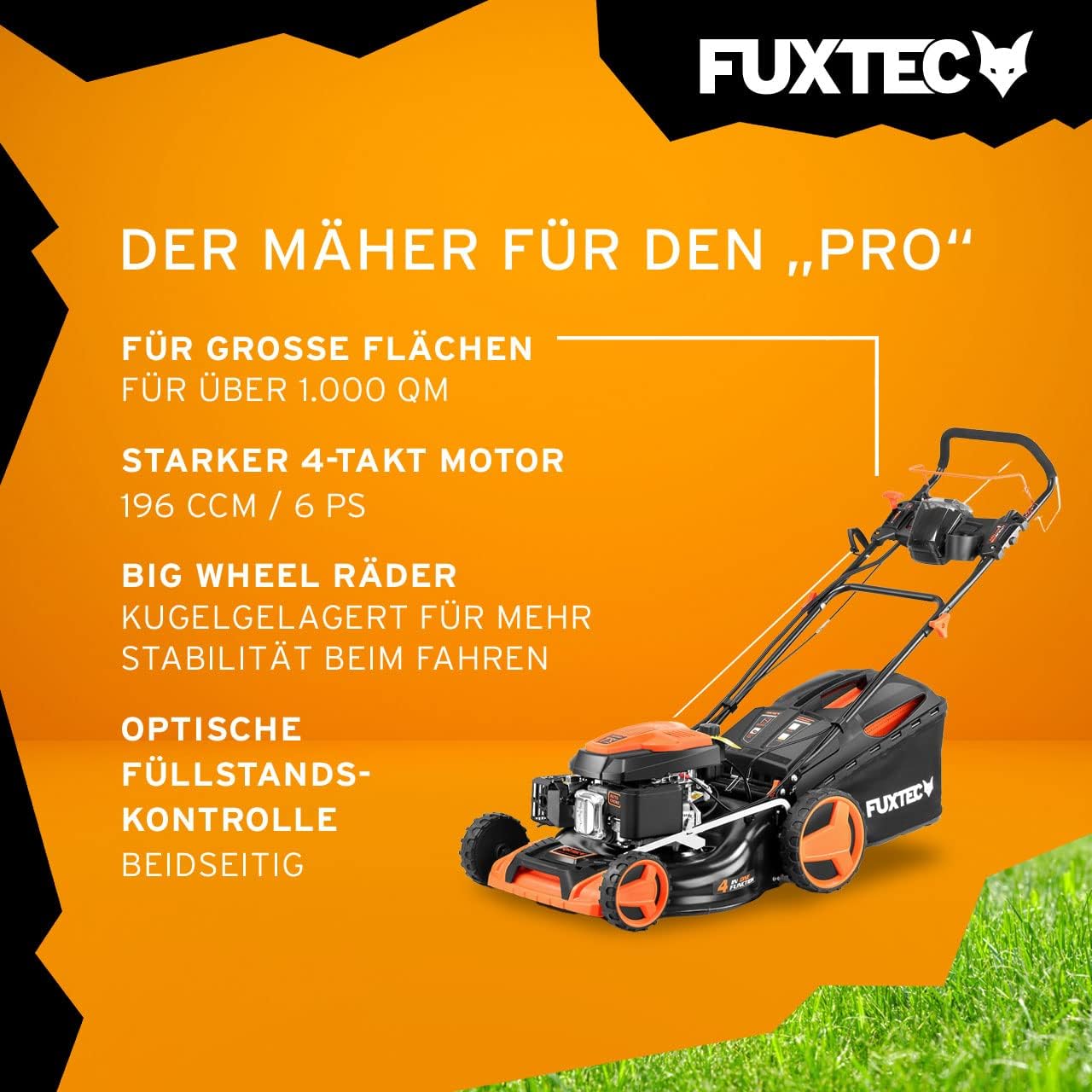 Modo Living FUXTEC FX-RM5196eSPRO 4in1 Benzinmäher, E-Start & Antrieb, 51 cm Schnitt