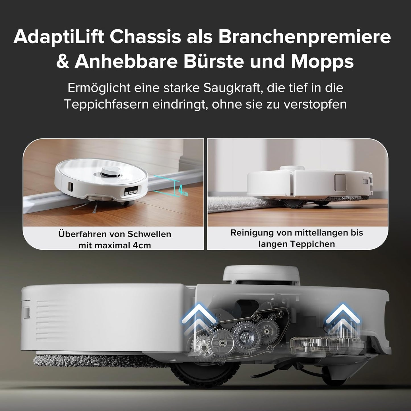 Modo Living Roborock Qrevo Curv, 18,500Pa, Hebemopp, 75°C Wäsche, Anti-Tangle, Sprachsteuerung