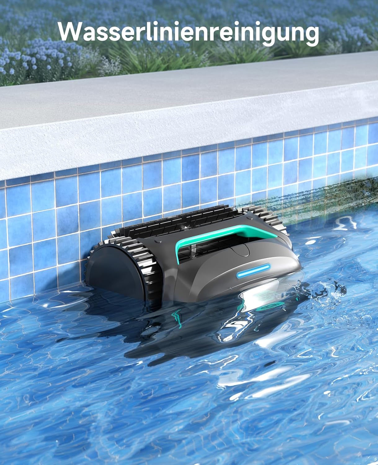 Modo Living WYBOT C2 Poolroboter Akku, Boden & Wand, bis 150㎡, Doppelfilter, 3 Motoren, Wandkletter, 183 Min, App, Schwarz-Grün B