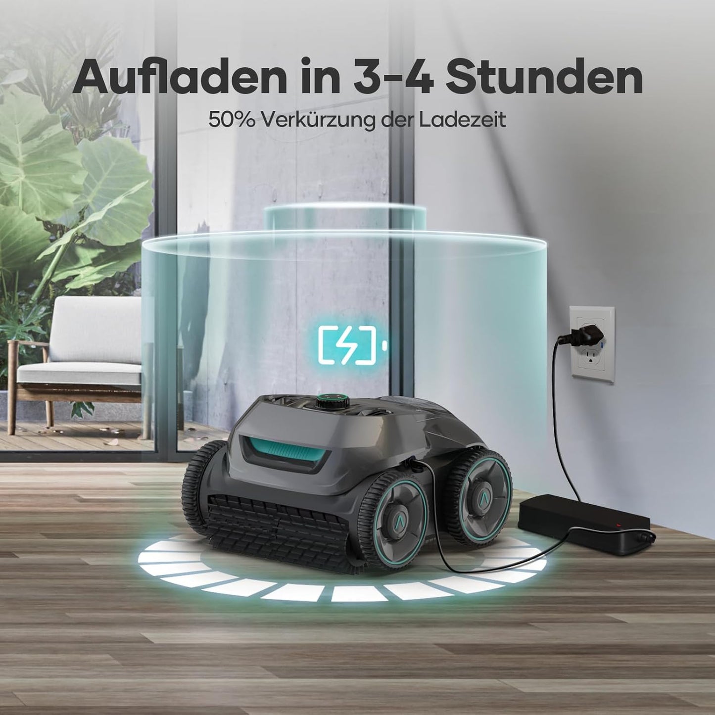 Modo Living AIPER ZT6002 Poolroboter, Quad-Motor, WavePath, 3 Modi, Kabellos, Boden & Wand, bis 150㎡