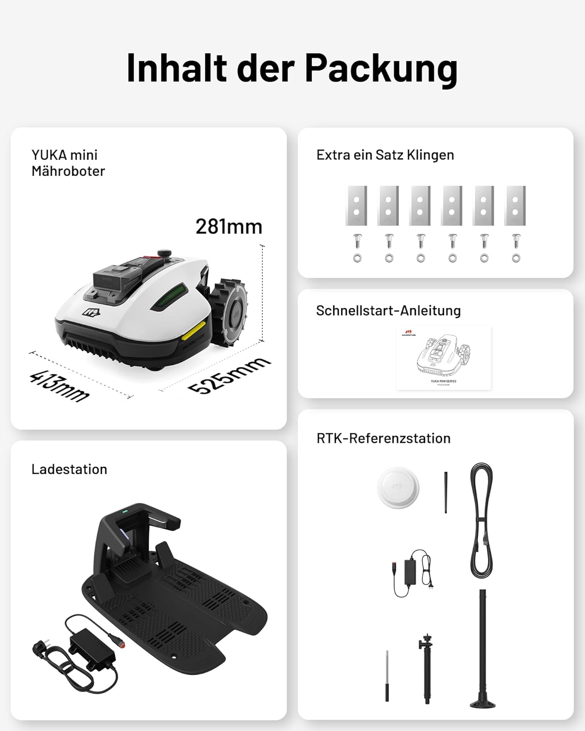 Modo Living YUKA Mini 500 Robotic Lawnmower, No Boundary Cable, 4G, Auto Mapping, 500m², 50% Incline