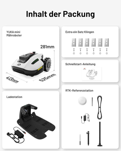 Modo Living YUKA Mini 500 Robotic Lawnmower, No Boundary Cable, 4G, Auto Mapping, 500m², 50% Incline