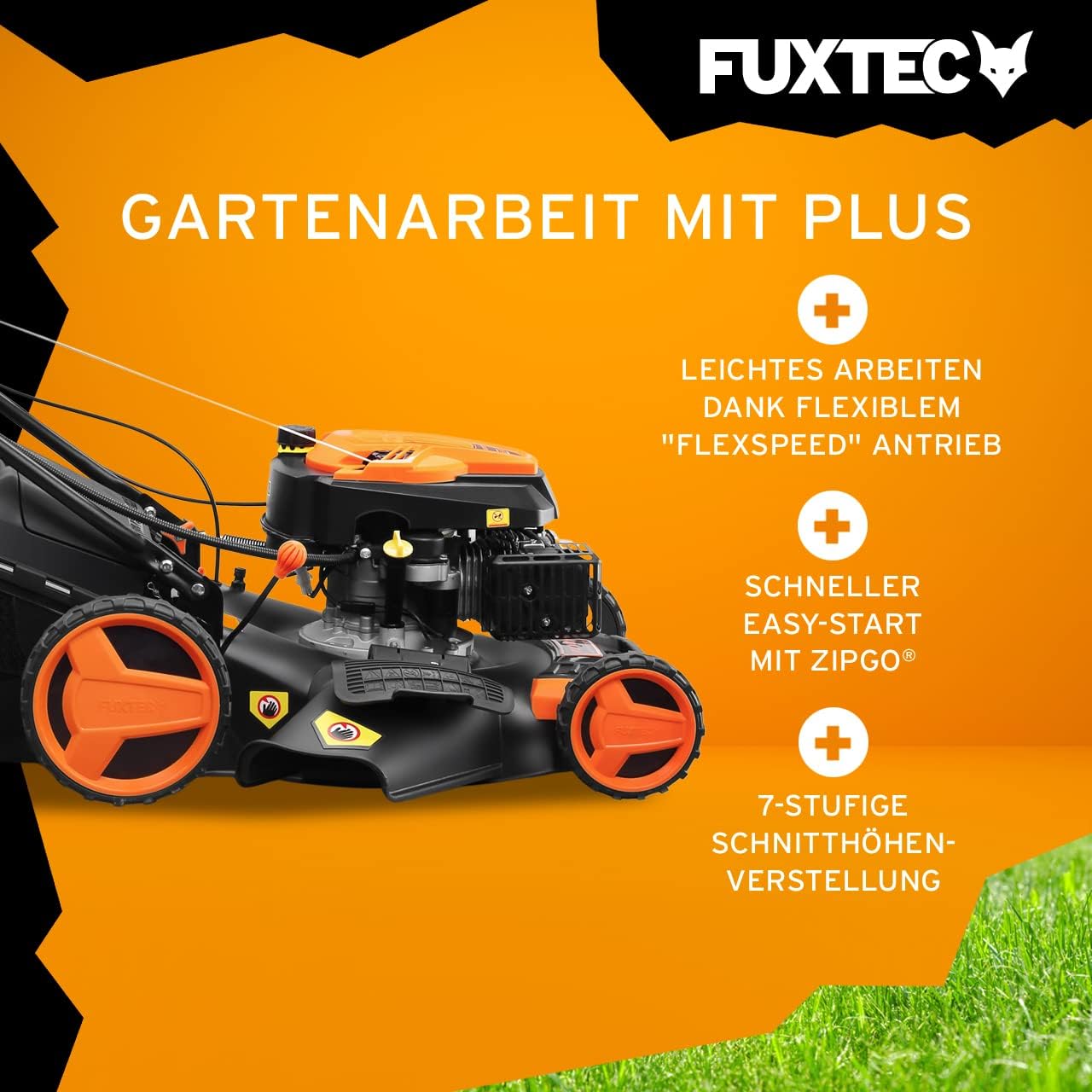 Modo Living FUXTEC FX-RM5196eSPRO 4in1 Benzinmäher, E-Start & Antrieb, 51 cm Schnitt