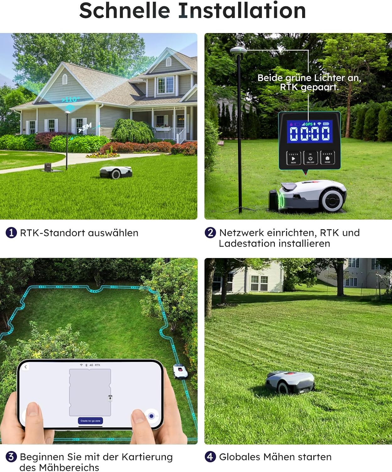 Modo Living ANTHBOT KI Mähroboter, 900m², Kabellos, RTK+4-Kamera, Mehrzonen, Hindernisvermeidung