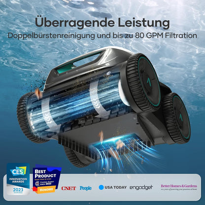 Modo Living AIPER ZT6002 Poolroboter, Quad-Motor, WavePath, 3 Modi, Kabellos, Boden & Wand, bis 150㎡