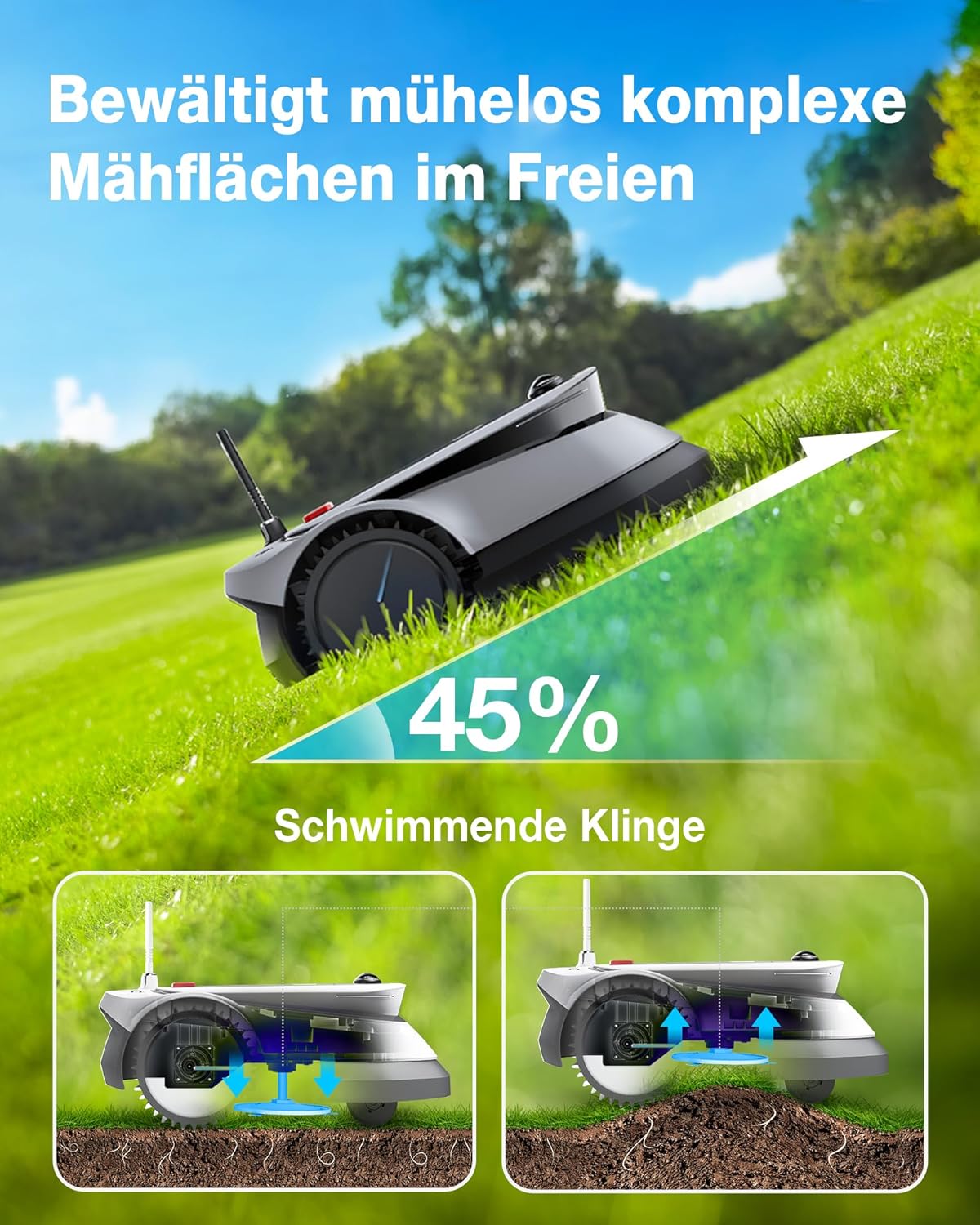 Modo Living GOAT G1-800 Mähroboter 800 m², ohne Kabel, GPS & Hindernisvermeidung
