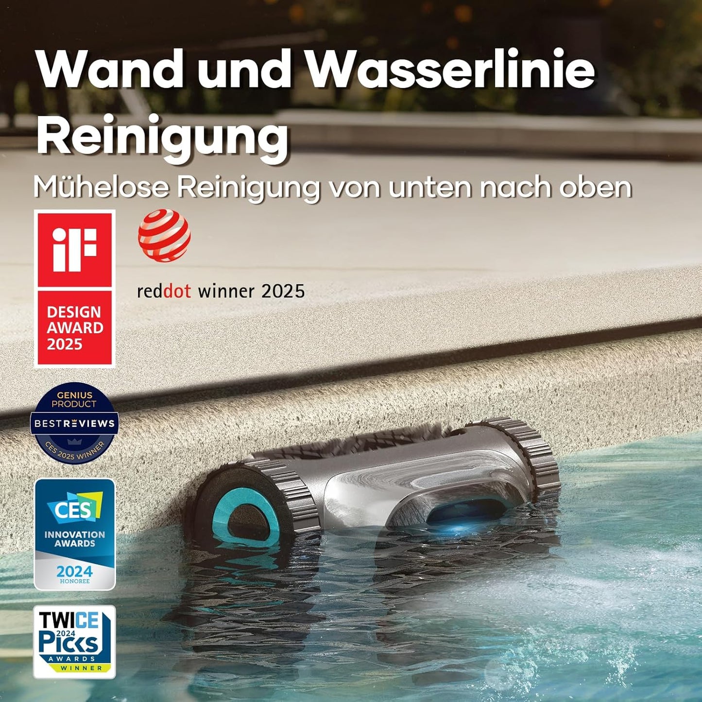 Modo Living AIPER Scuba S1 Kabelloser Poolroboter, Boden & Wand, Navigation 2.0, 150 Min Laufzeit, bis 150㎡