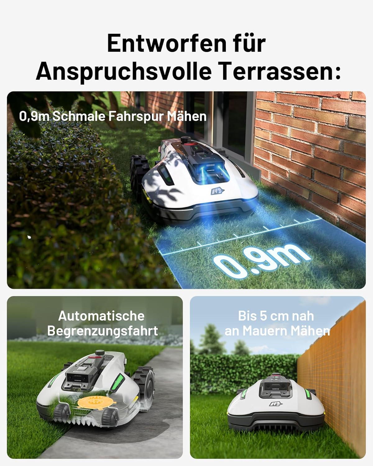 Modo Living YUKA Mini 500 Robotic Lawnmower, No Boundary Cable, 4G, Auto Mapping, 500m², 50% Incline