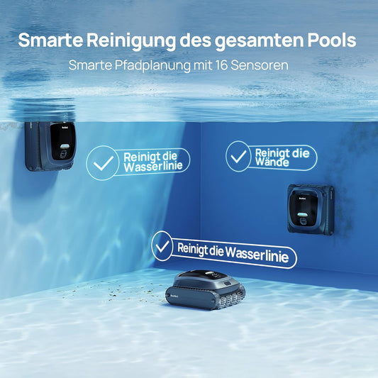 Modo Living Beatbot AquaSense 2 Akku Poolroboter, Boden & Wand, Wasserlinie doppelt, bis 300㎡, Midnight Blue