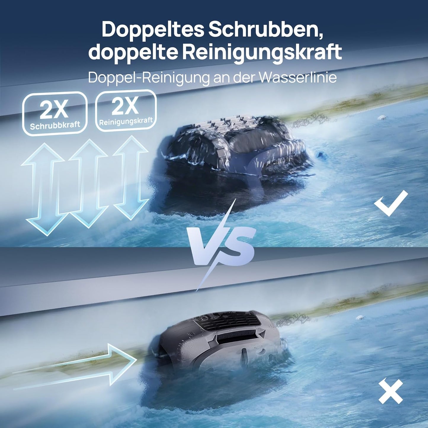 Modo Living Beatbot AquaSense 2 Akku Poolroboter, Boden & Wand, Wasserlinie doppelt, bis 300㎡, Midnight Blue