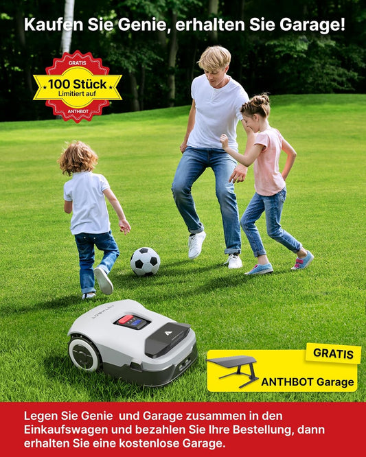 Modo Living ANTHBOT Genie Mähroboter ohne Begrenzungskabel 3600 m², Full Band RTK + 4-Augen-Vision Roboter-Rasenmäher, 30+ Mehrzonen-Management, KI-Intelligente Hindernisvermeidung & Rasenpflege - Genie 3000
