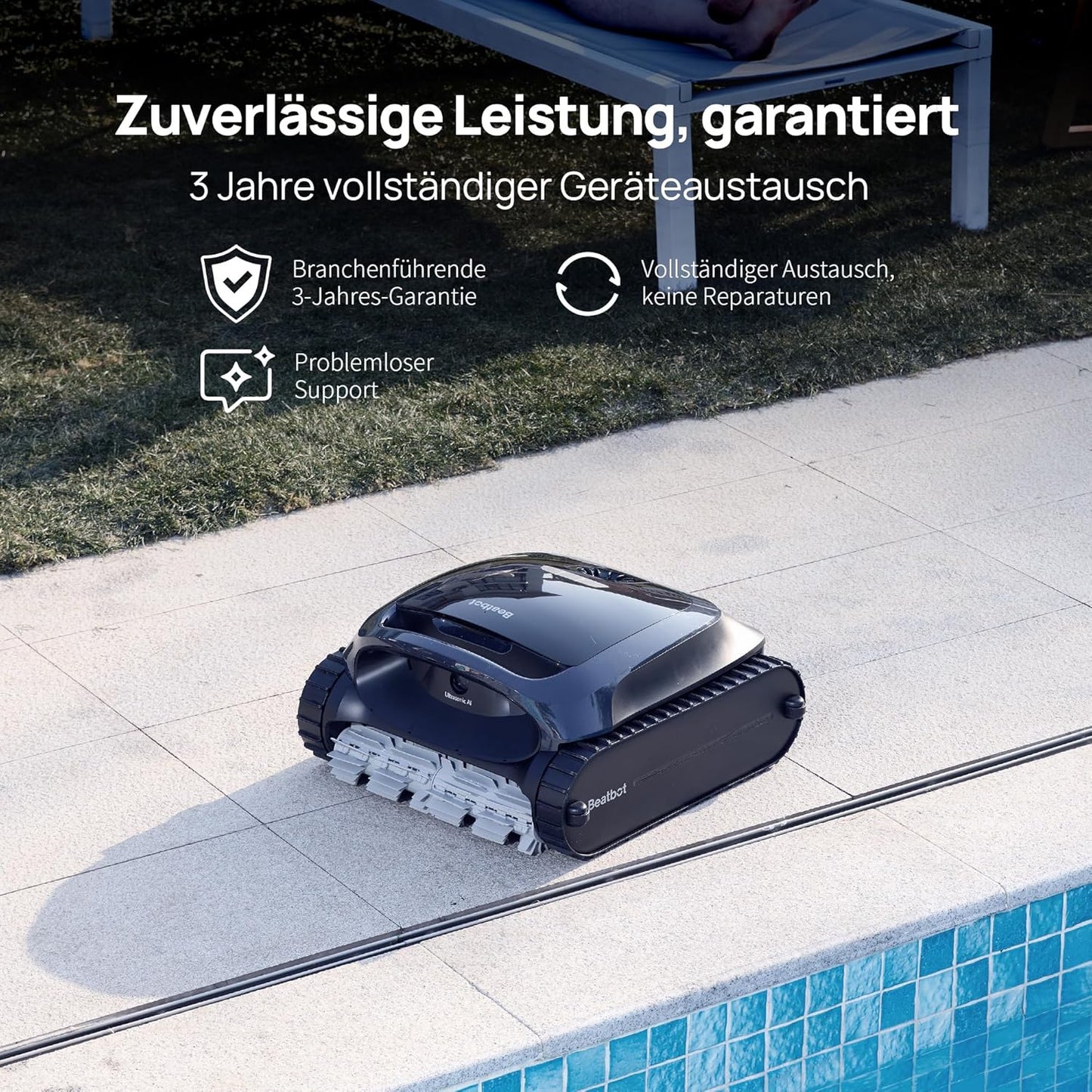 Modo Living Beatbot AquaSense 2 Akku Poolroboter, Boden & Wand, Wasserlinie doppelt, bis 300㎡, Midnight Blue