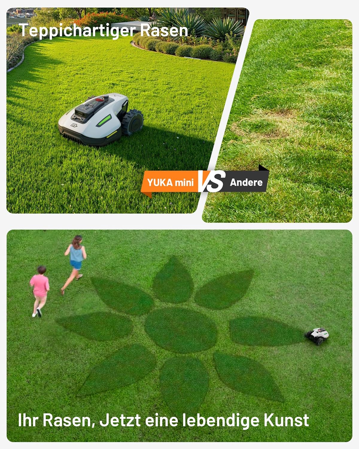 Modo Living YUKA Mini 500 Robotic Lawnmower, No Boundary Cable, 4G, Auto Mapping, 500m², 50% Incline
