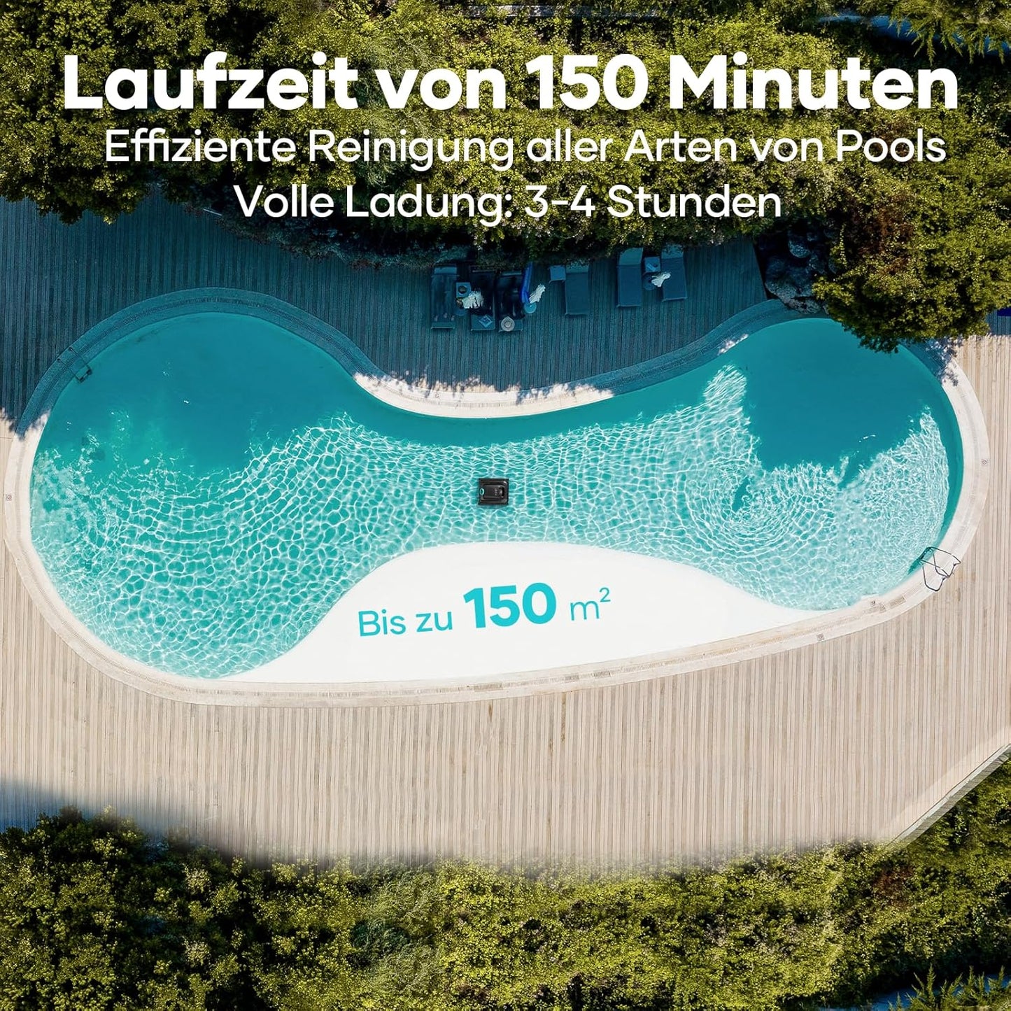 Modo Living AIPER Scuba S1 Kabelloser Poolroboter, Boden & Wand, Navigation 2.0, 150 Min Laufzeit, bis 150㎡