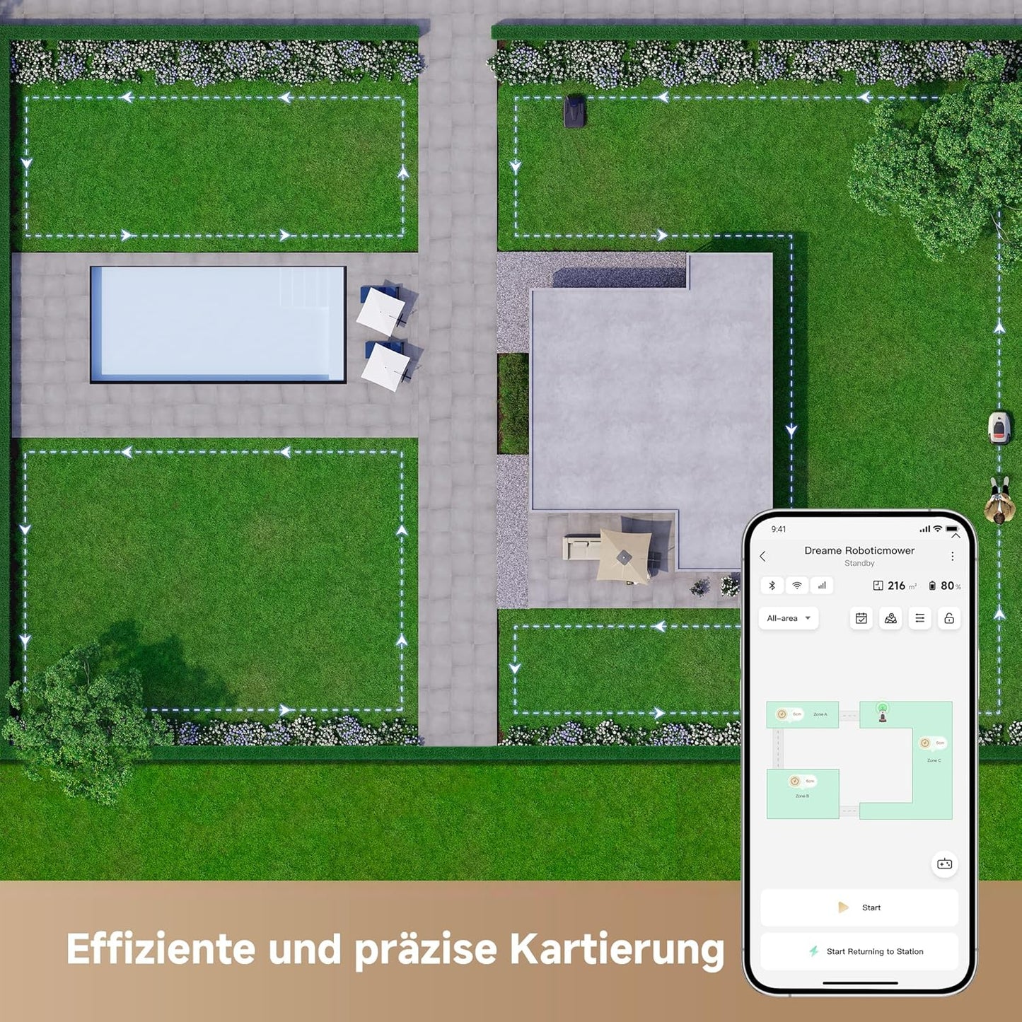 Modo Living Dreame A1 Pro Mähroboter, 2000m², Drahtlos, OmniSense™, App & Zonensteuerung, Hindernisvermeidung